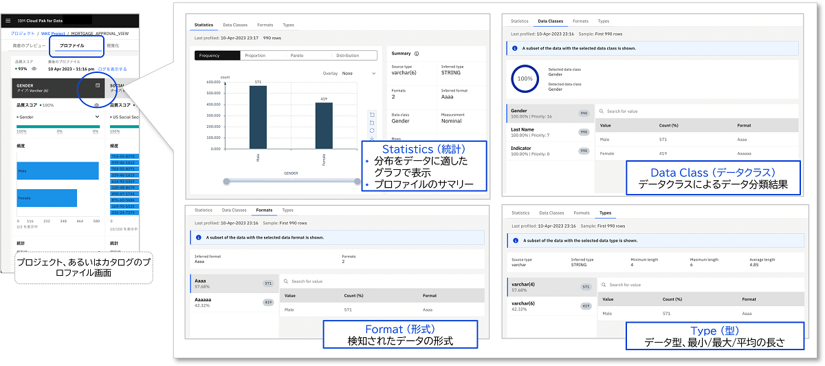 プロファイリングによるデータの特徴や品質の確認