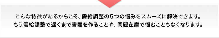 こんな特徴があるからこそ、需給調整の5つの悩みをスムーズに解決できます